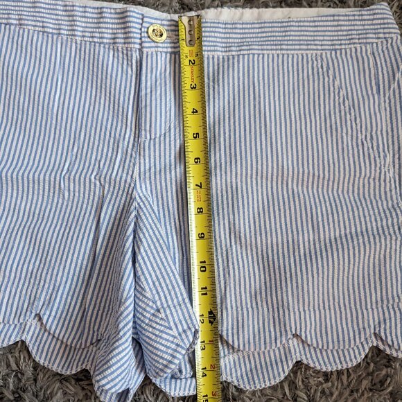 Lilly Pulitzer Blue White Striped Buttercup Shorts Scallop Edges - Picture 6 of 7